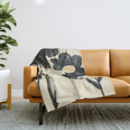 Minimalist Black Flowers Throw Blanket Gallery Image 1