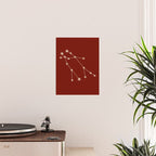 Gemini Zodiac Star Constellation Line Art Ruby Red Poster Gallery Image 2