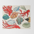 Sea Life Watercolor Throw Blanket Gallery Image 2
