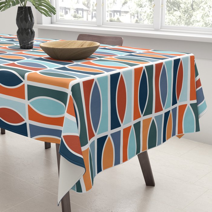 Colorful Mid Century design Tablecloth Gallery Image 3