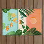 Shangri La Sunset Exotic Landscape Illustration Outdoor Rug Gallery Image 1