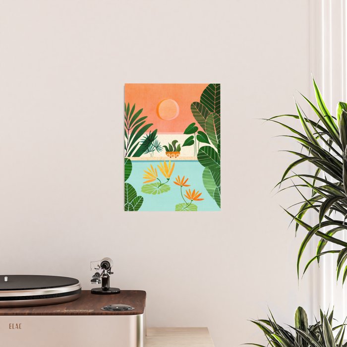 Shangri La Sunset Exotic Landscape Illustration Poster Gallery Image 2