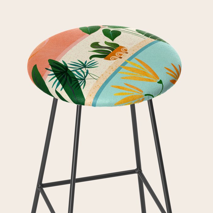 Shangri La Sunset Exotic Landscape Illustration Stool Gallery Image 2