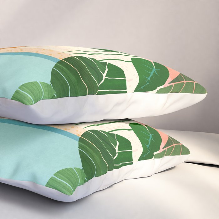 Shangri La Sunset Exotic Landscape Illustration Pillow Sham Gallery Image 3