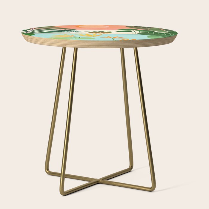Shangri La Sunset Exotic Landscape Illustration Side Table Gallery Image 1