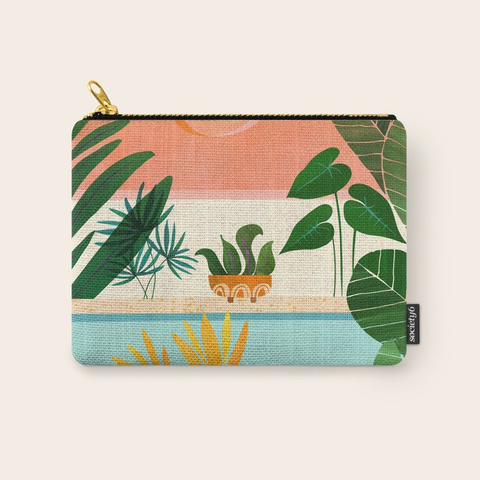 Shangri La Sunset Exotic Landscape Illustration Carry All Pouch Gallery Image 1