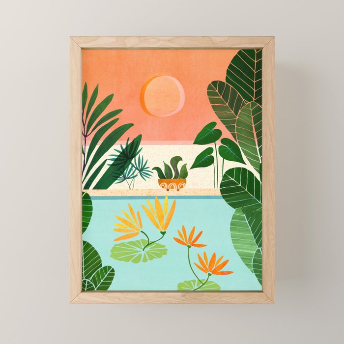 Shangri La Sunset Exotic Landscape Illustration Mini Art Print Gallery Image 1