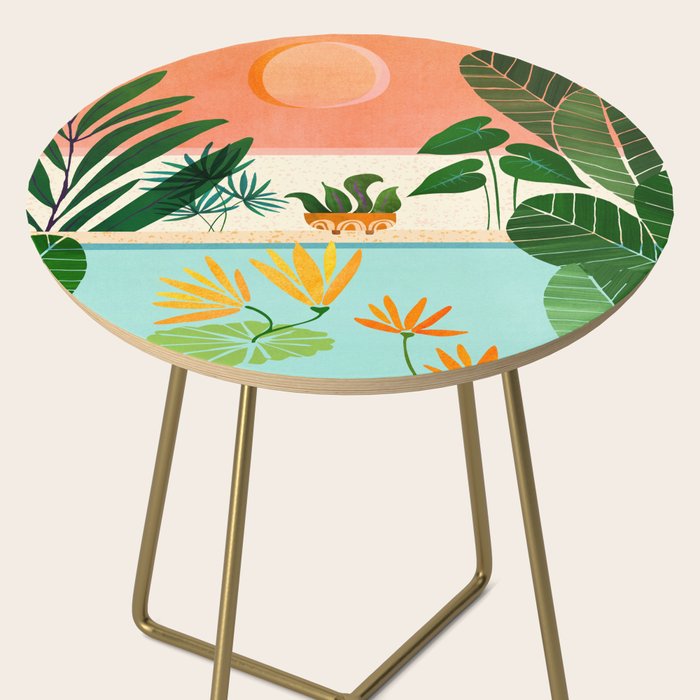 Shangri La Sunset Exotic Landscape Illustration Side Table Gallery Image 2
