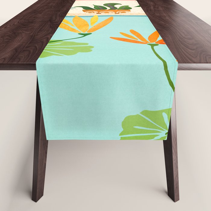 Shangri La Sunset Exotic Landscape Illustration Table Runner Gallery Image 1