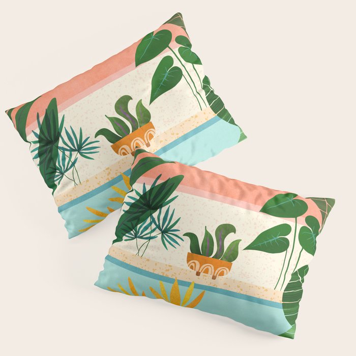 Shangri La Sunset Exotic Landscape Illustration Pillow Sham Gallery Image 3