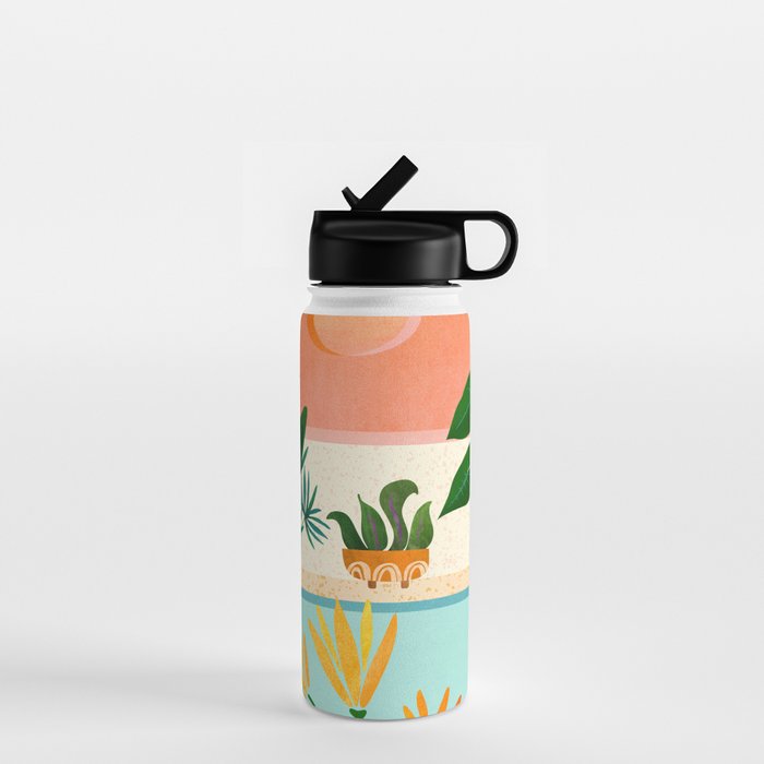 Shangri La Sunset Exotic Landscape Illustration Water Bottle Gallery Image 1