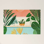 Shangri La Sunset Exotic Landscape Illustration Welcome Mat Gallery Image 1