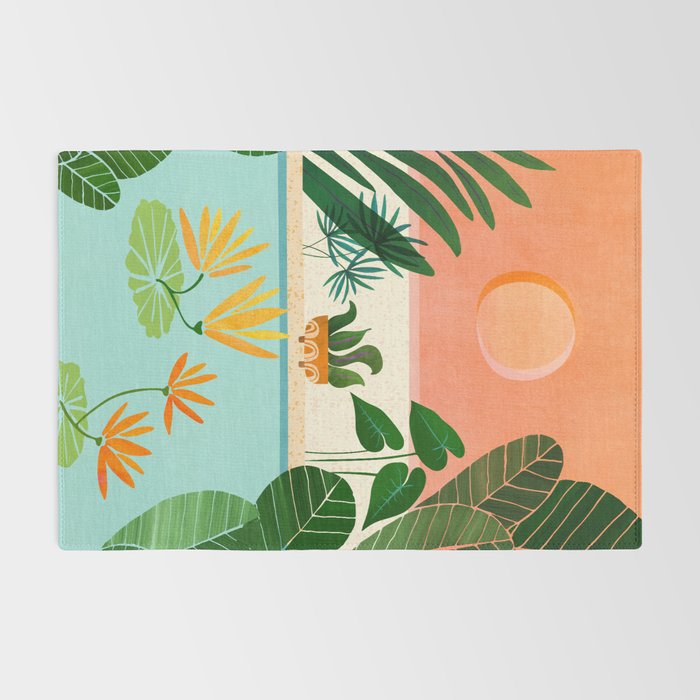 Shangri La Sunset Exotic Landscape Illustration Rug Gallery Image 2