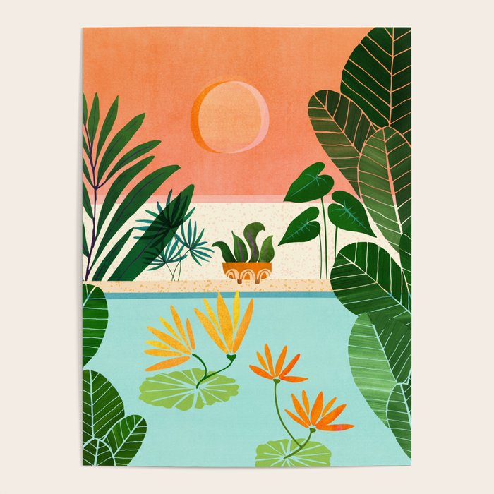 Shangri La Sunset Exotic Landscape Illustration Poster Gallery Image 4