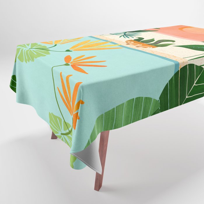 Shangri La Sunset Exotic Landscape Illustration Tablecloth Gallery Image 1