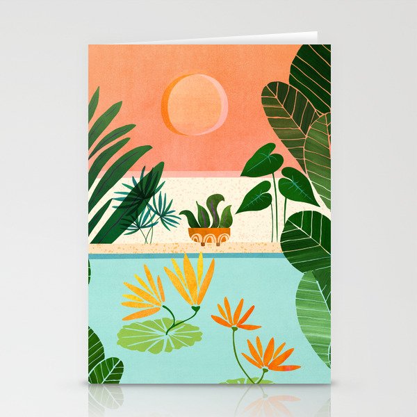 Shangri La Sunset Exotic Landscape Illustration Stationery Card Gallery Image 2