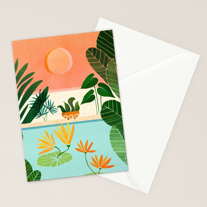 Shangri La Sunset Exotic Landscape Illustration Stationery Card Gallery Image 2