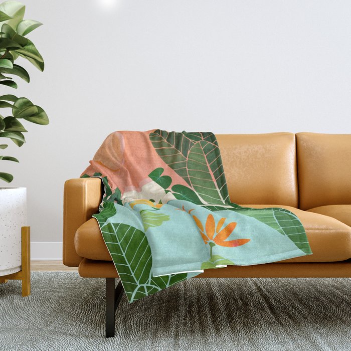 Shangri La Sunset Exotic Landscape Illustration Throw Blanket Gallery Image 1