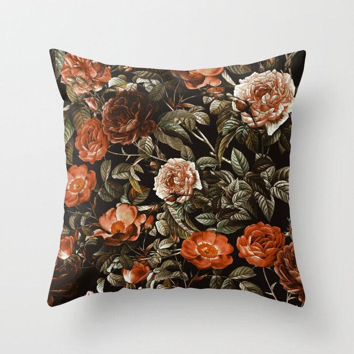 Autumn Winter Flowers Throw Pillow Gallery Image 1