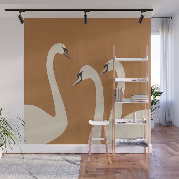 White Swans 2 Wall Mural Gallery Image 1