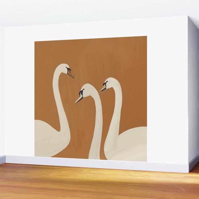 White Swans 2 Wall Mural Gallery Image 2