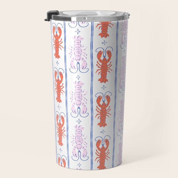 Lobster Stripe Pattern Travel Mug Gallery Image 3