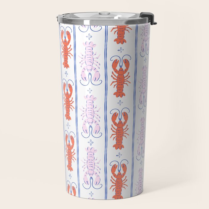 Lobster Stripe Pattern Travel Mug Gallery Image 2