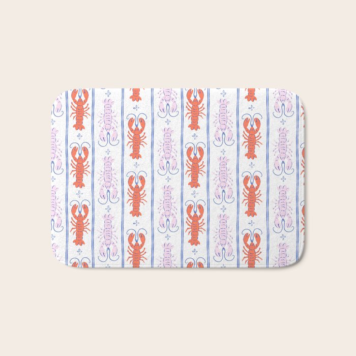 Lobster Stripe Pattern Bath Mat Gallery Image 1