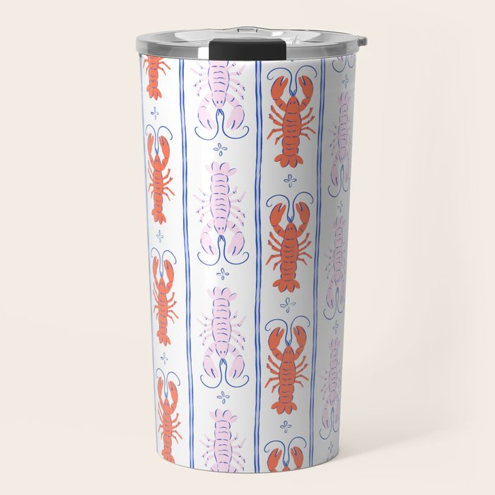 Lobster Stripe Pattern Travel Mug Gallery Image 1