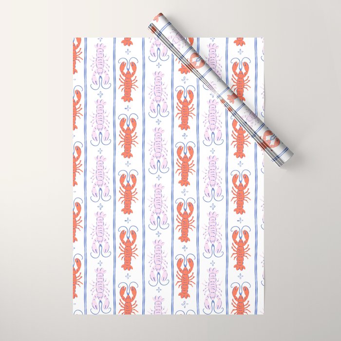 Lobster Stripe Pattern Wrapping Paper Gallery Image 1