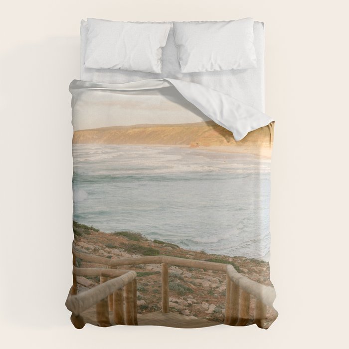 Algarve Stairs to the beach | Portugal Travel Photography Duvet Cover Gallery Image 1