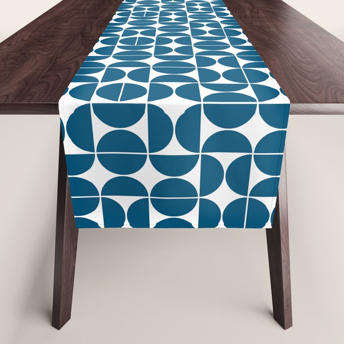 Mid Century Modern Geometric 04 Blue Table Runner Gallery Image 1