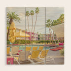 Poolside at the Saguaro Hotel Panorama - Palm Springs, California Wood Wall Art Gallery Image 1
