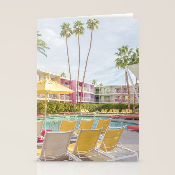 Poolside at the Saguaro Hotel Panorama - Palm Springs, California Stationery Card Gallery Image 1