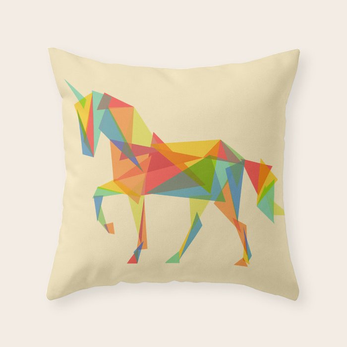 Fractal Geometric Unicorn Throw Pillow Gallery Image 6