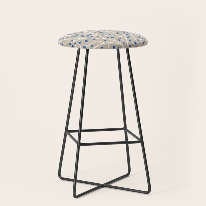 Blue & White Berry Branches Stool Gallery Image 1