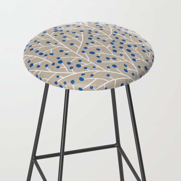 Blue & White Berry Branches Stool Gallery Image 2