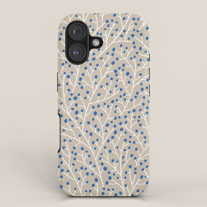 Blue & White Berry Branches iPhone Case Gallery Image 1