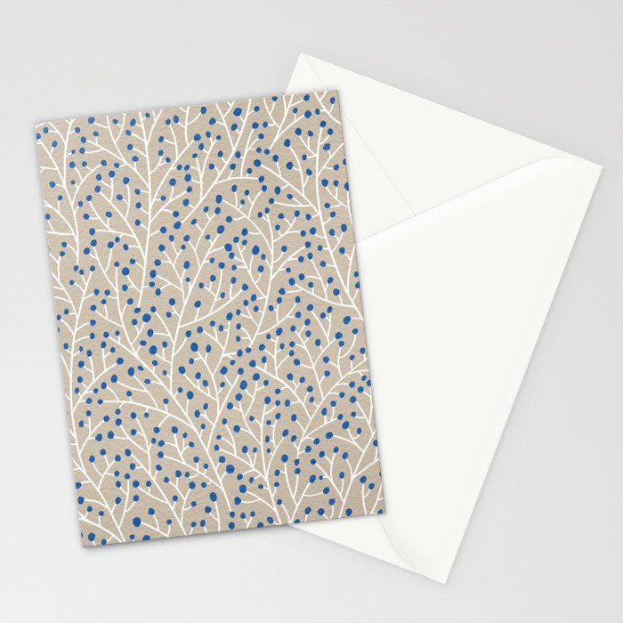 Blue & White Berry Branches Stationery Card Gallery Image 2