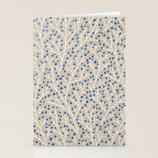 Blue & White Berry Branches Stationery Card Gallery Image 1
