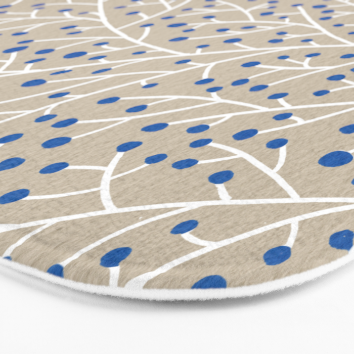 Blue & White Berry Branches Bath Mat Gallery Image 3