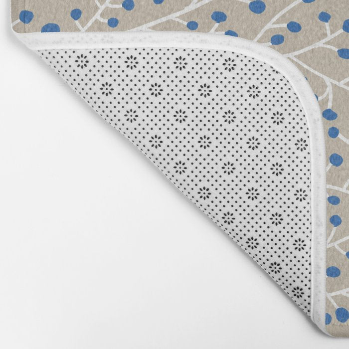 Blue & White Berry Branches Bath Mat Gallery Image 2