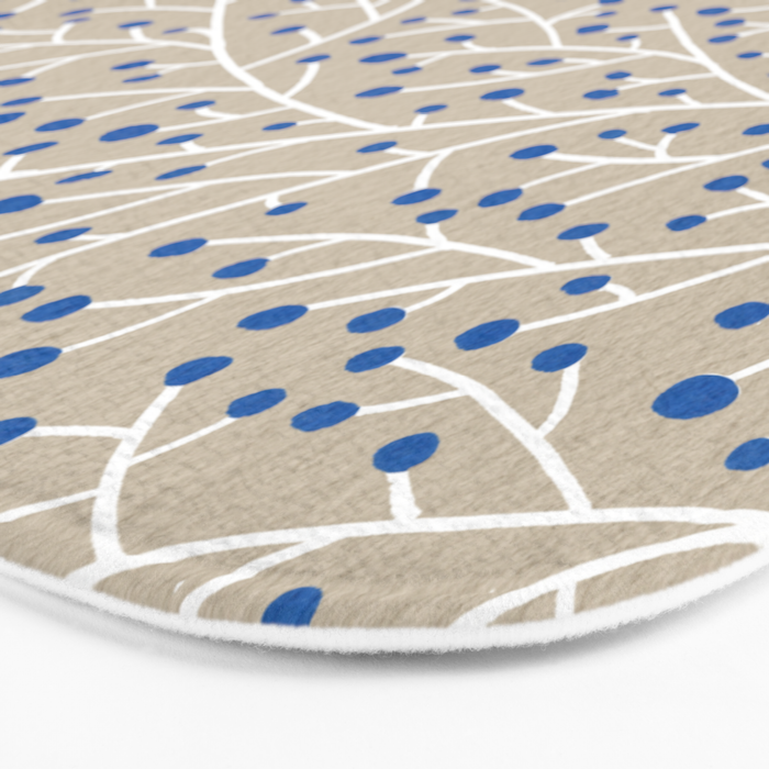 Blue & White Berry Branches Bath Mat Gallery Image 3