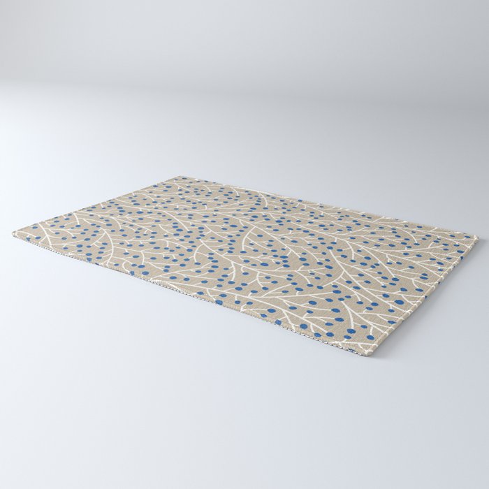 Blue & White Berry Branches Rug Gallery Image 3