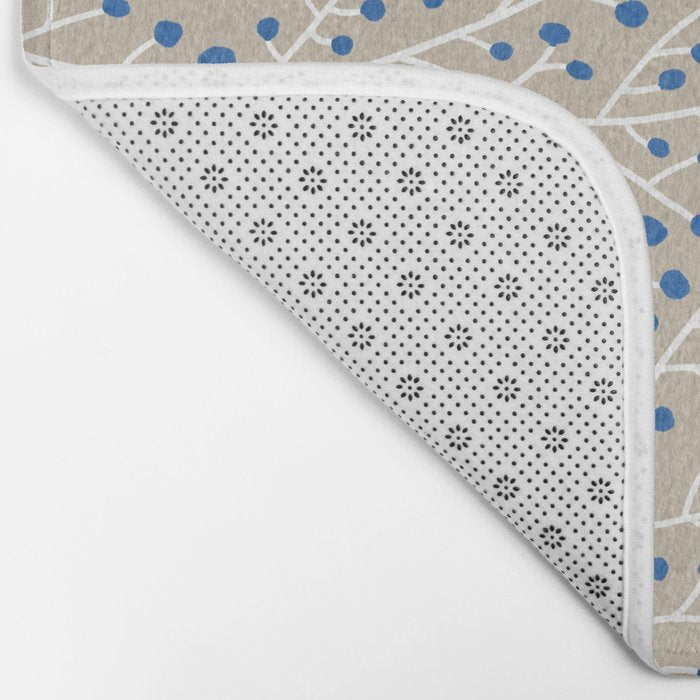 Blue & White Berry Branches Bath Mat Gallery Image 2