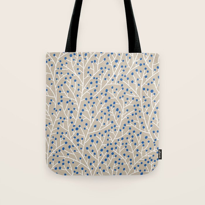 Blue & White Berry Branches Tote Bag Gallery Image 1