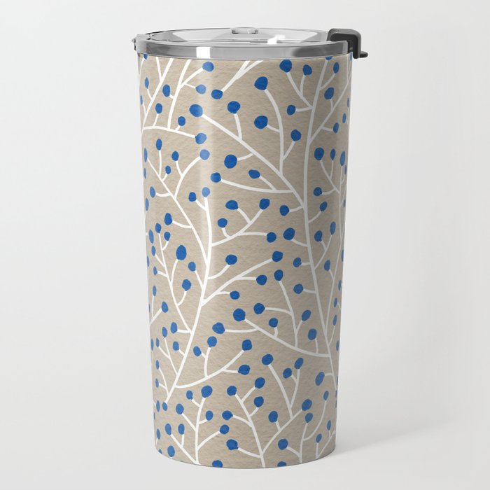 Blue & White Berry Branches Travel Mug Gallery Image 2