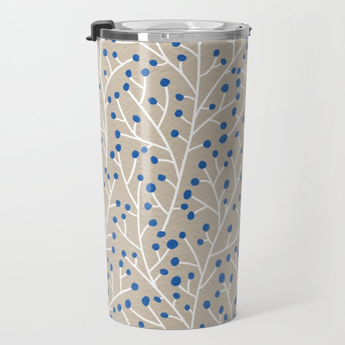 Blue & White Berry Branches Travel Mug Gallery Image 3
