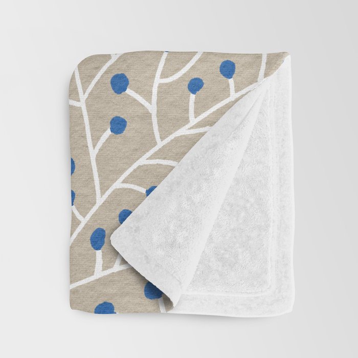 Blue & White Berry Branches Throw Blanket Gallery Image 3