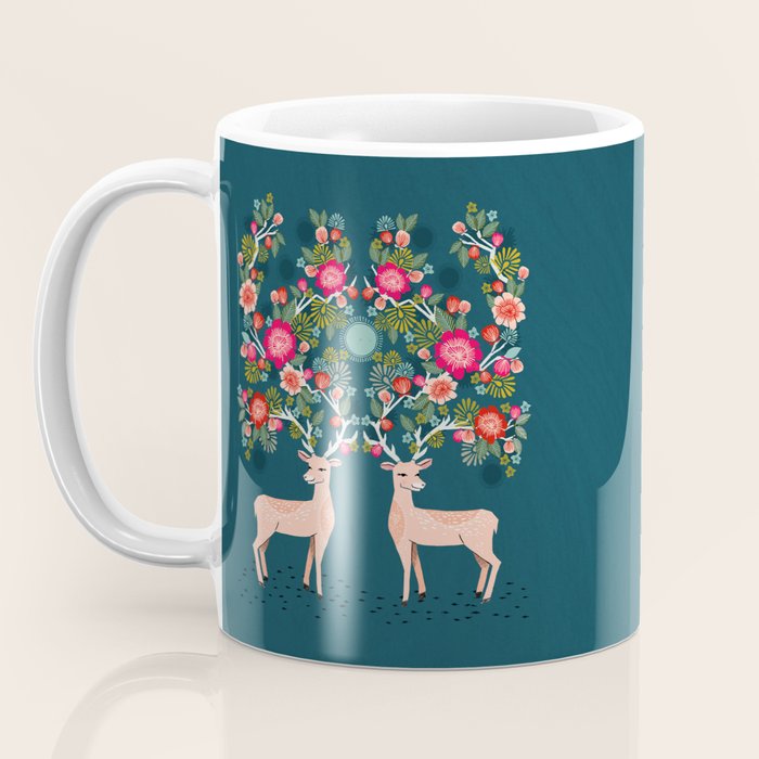 Deer with Flowers by Andrea Lauren  Coffee Mug Gallery Image 3